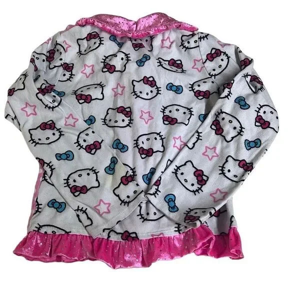Sanrio Girl's White Pink Hello Kitty Flame Resistant Pajama Top Size M 7/8 - Picture 5 of 9
